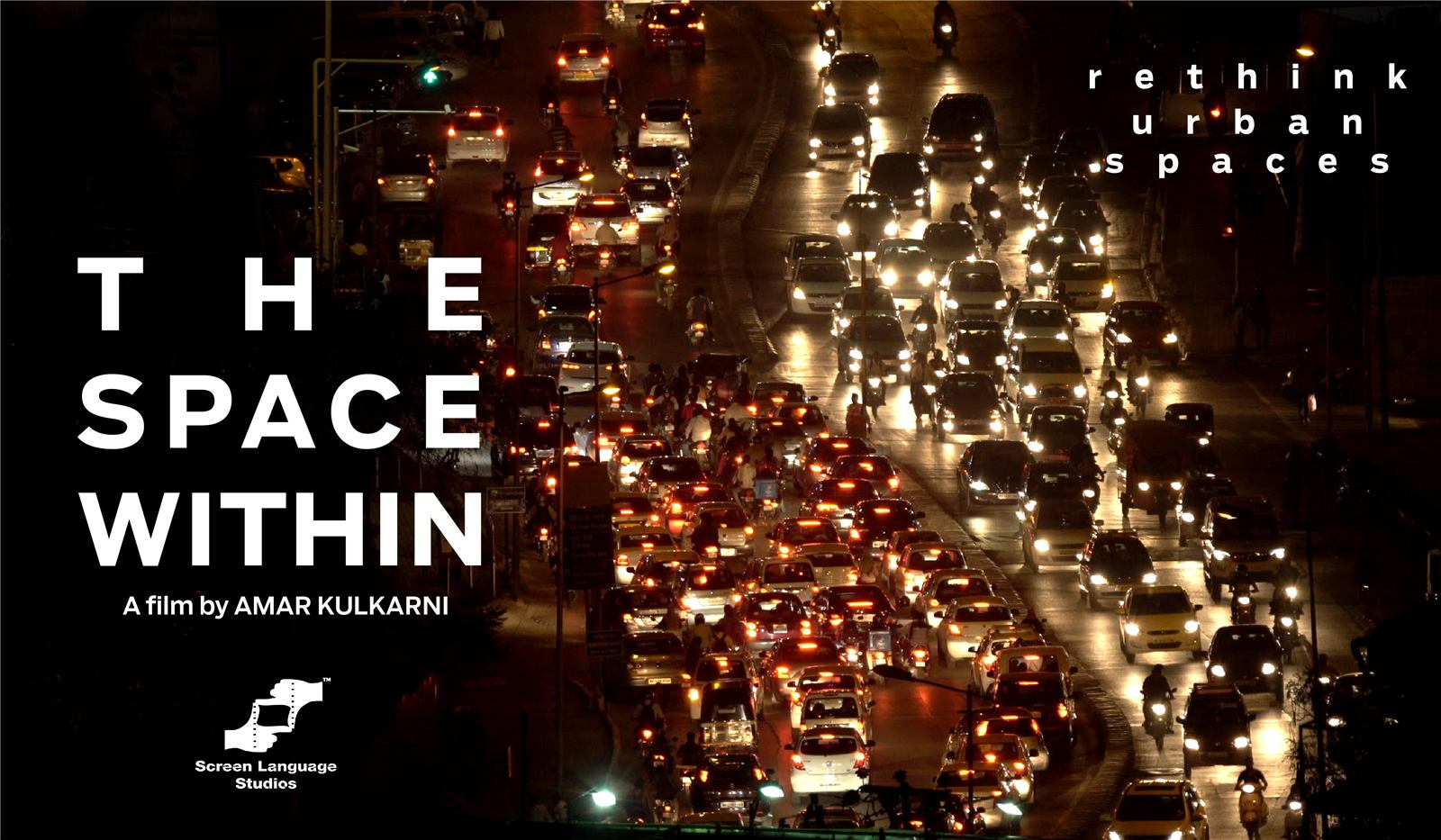 Poster for The Space Within: night traffic streaming through a city