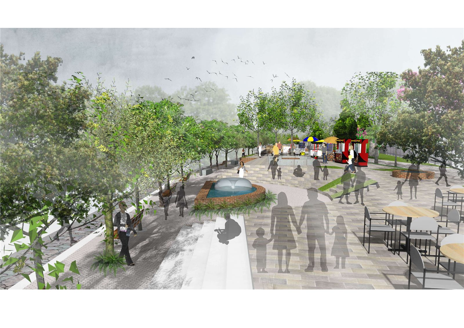 Visualisation of a restored riverfront promenade in Jamnagar