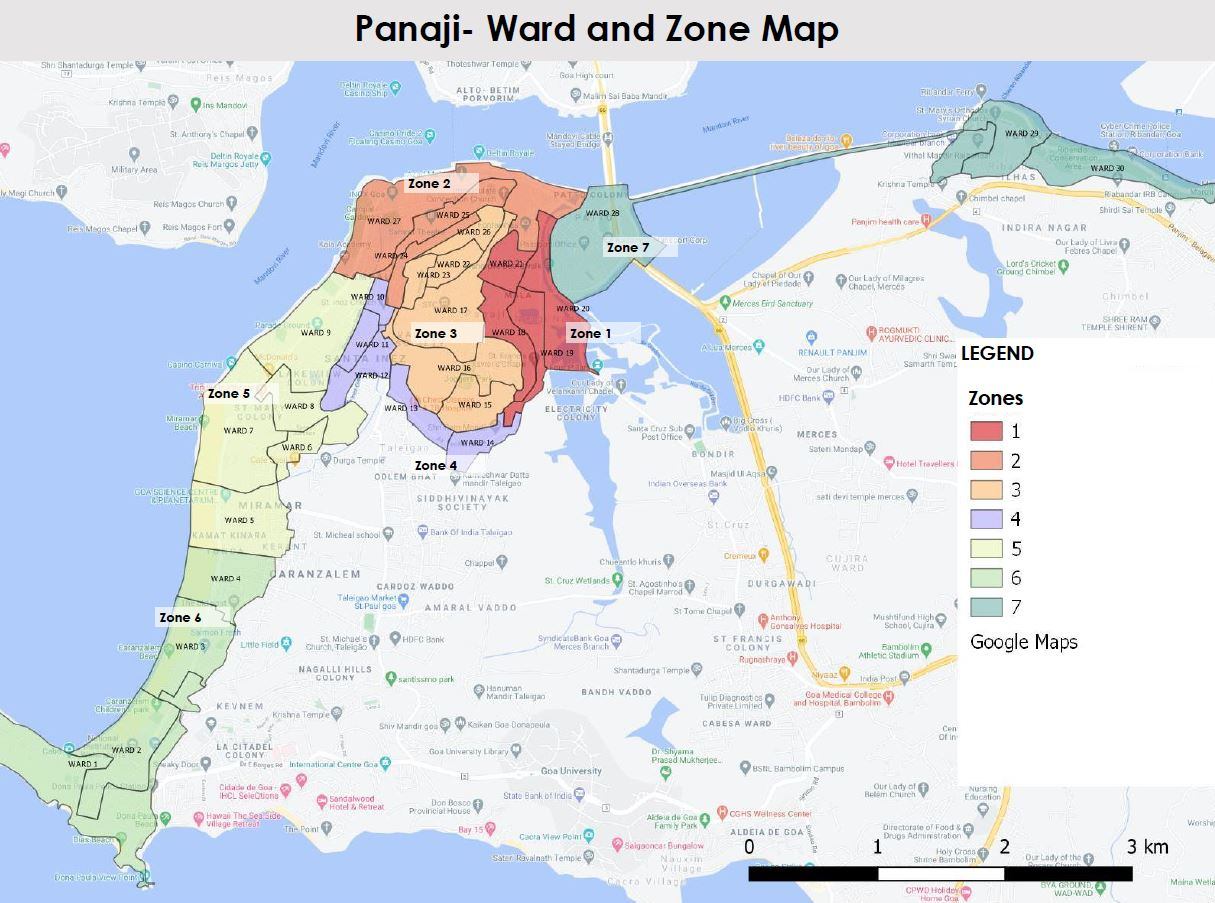 Panaji ward and zone map